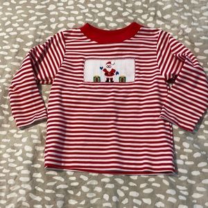 Santa smocked striped shirt size 3